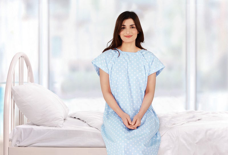 Utopia Care Women's Hospital Gown Soft Comfortable and Stylish Patient Gown, Small-Medium, Polkadots Blue - Image 5